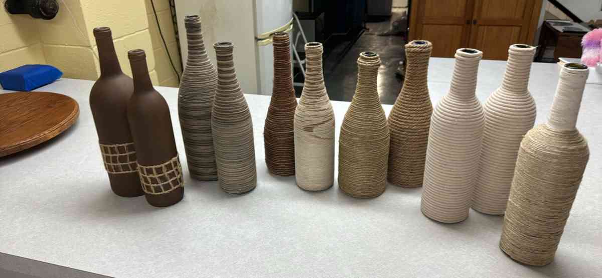 decorated wine bottles
