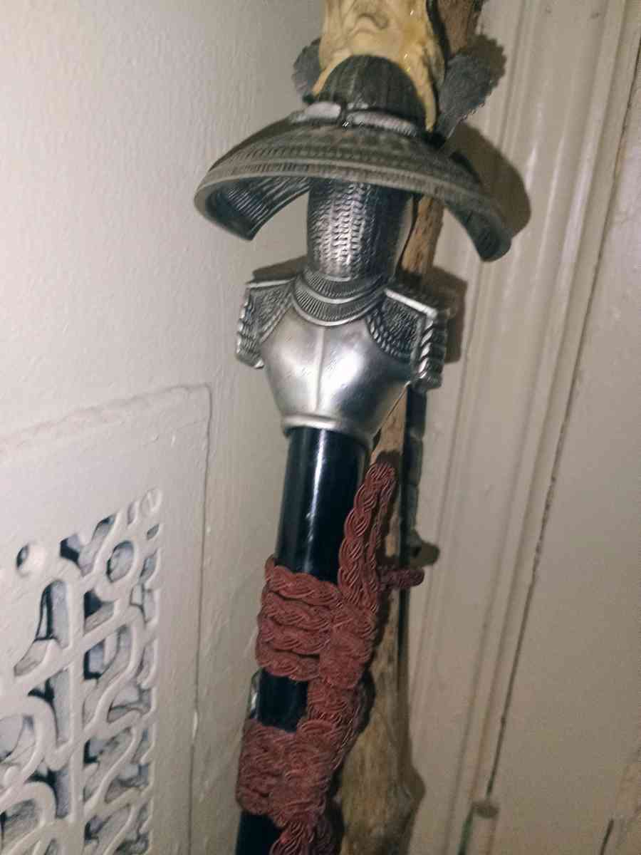 samurai with ivory hand samurai helmet hilt double edge sword - Seaford, Delaware - FleaMarketBay
