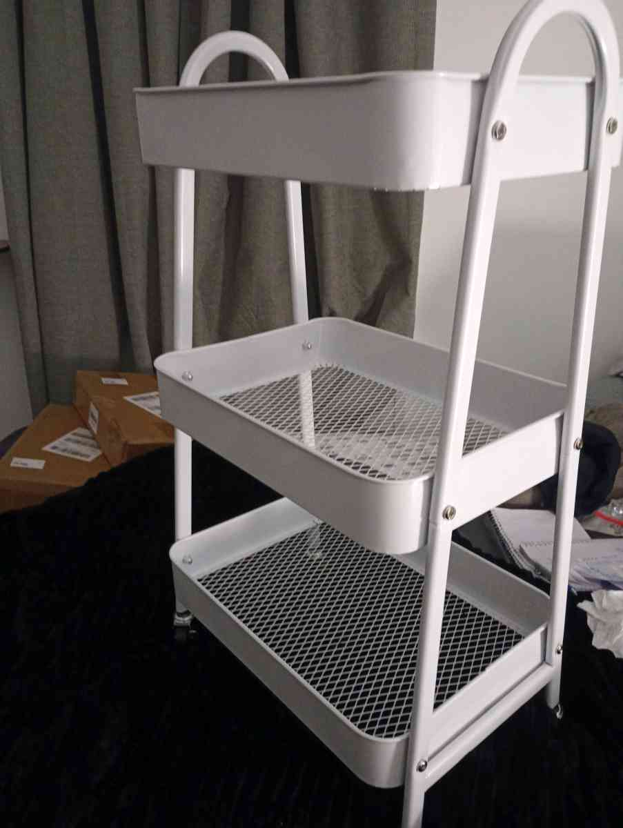 New 3 Tier Metal Rolling Rack WHITE color - Wichita, Kansas - FleaMarketBay