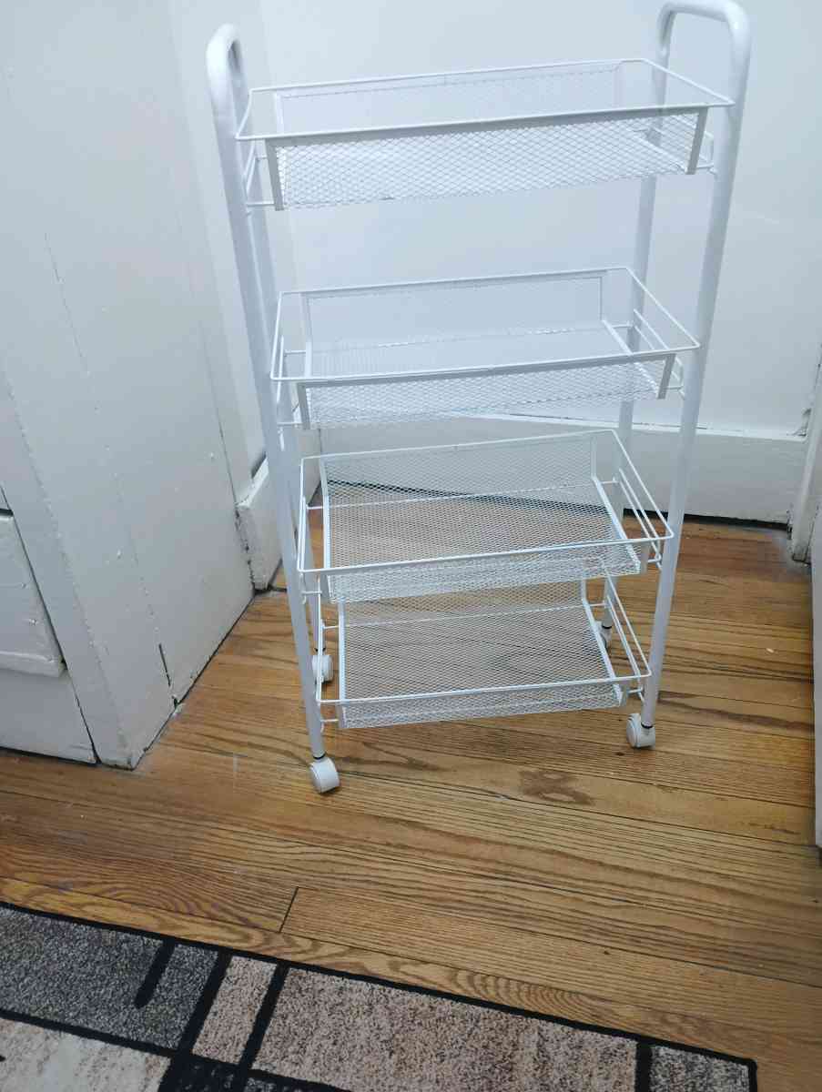 New Metal 5 Mesh Wire Shelves Rolling Rack WHITE - Wichita, Kansas - FleaMarketBay