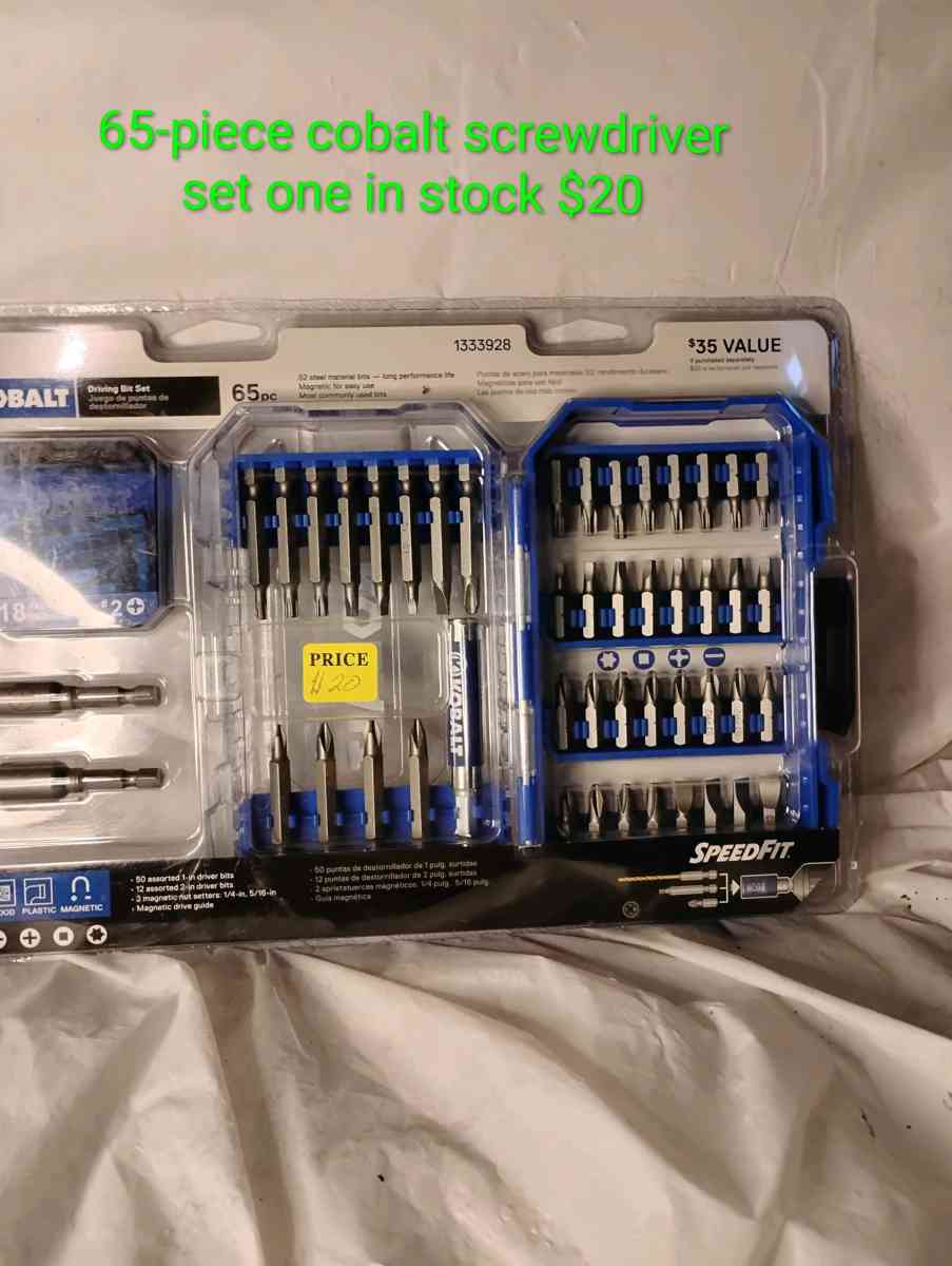 65 piece Cobalt screwdriver bit set