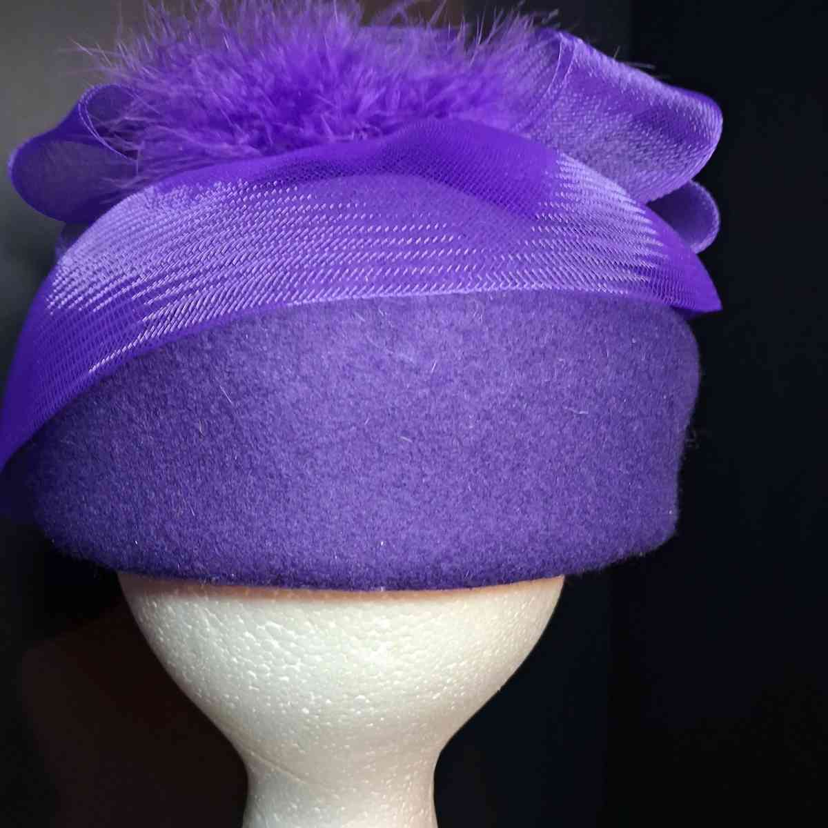Woman Fancy formal hat worn once purple embellished - Bridge City, Texas - FleaMarketBay