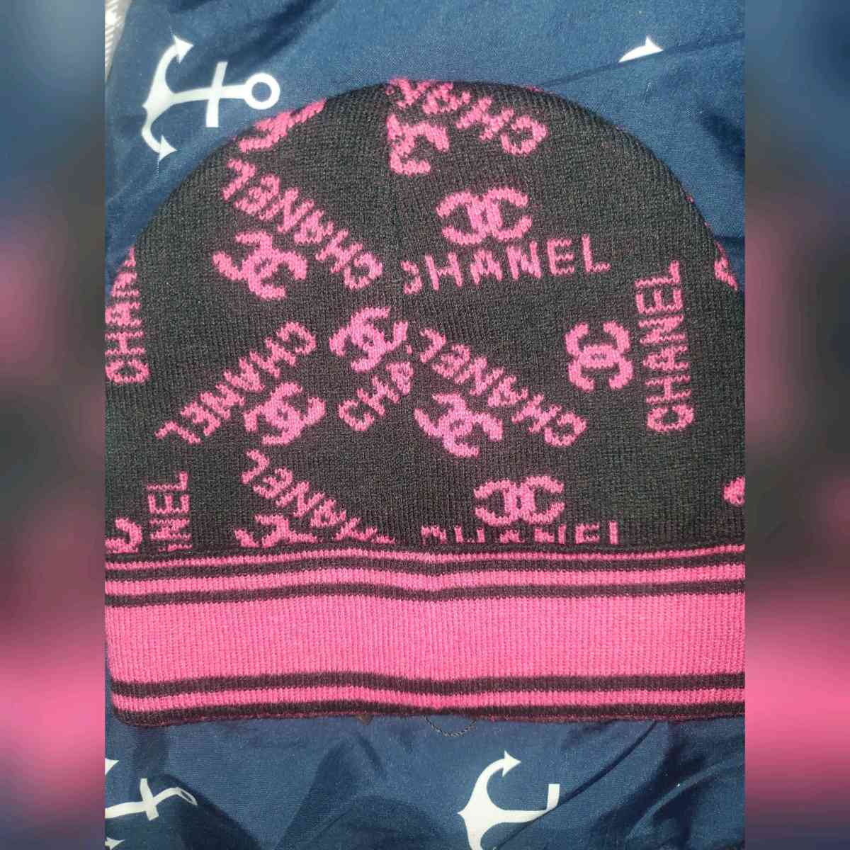 CHANEL Black and Pink Logo Beanie - Chester Gap, Virginia - FleaMarketBay