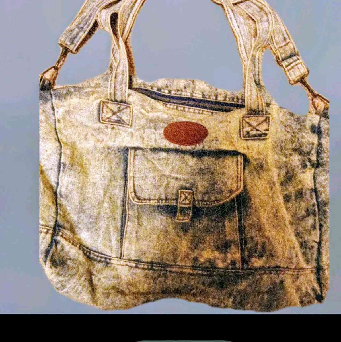 Vintage 80s Shane Acid Washed Denim Blue Jean Shoulder Strap - Alexander, North Carolina - FleaMarketBay