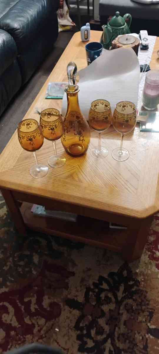 vintage wine bottle  with glasses - Hope Mills, North Carolina