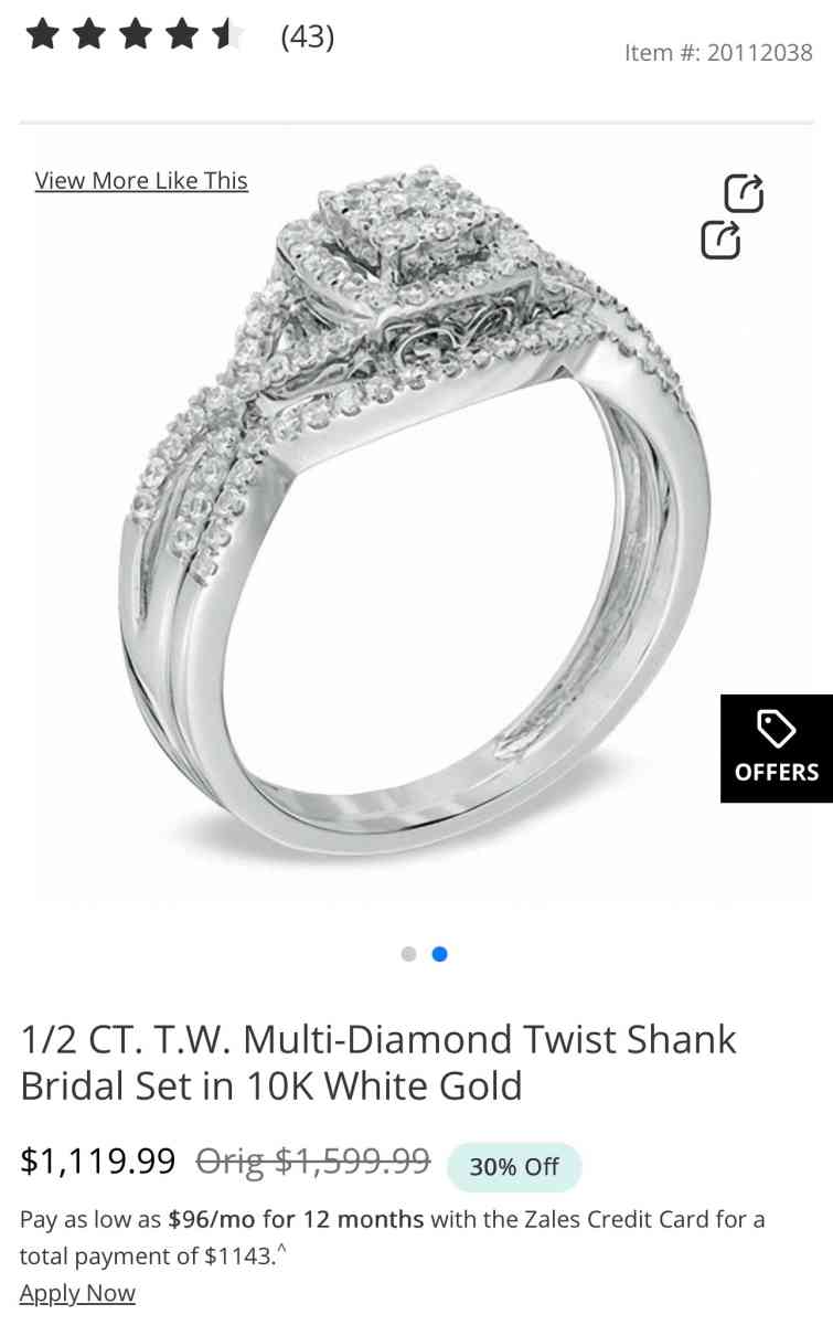 10k white gold bridal set size 7 - Kingsport, Tennessee - FleaMarketBay