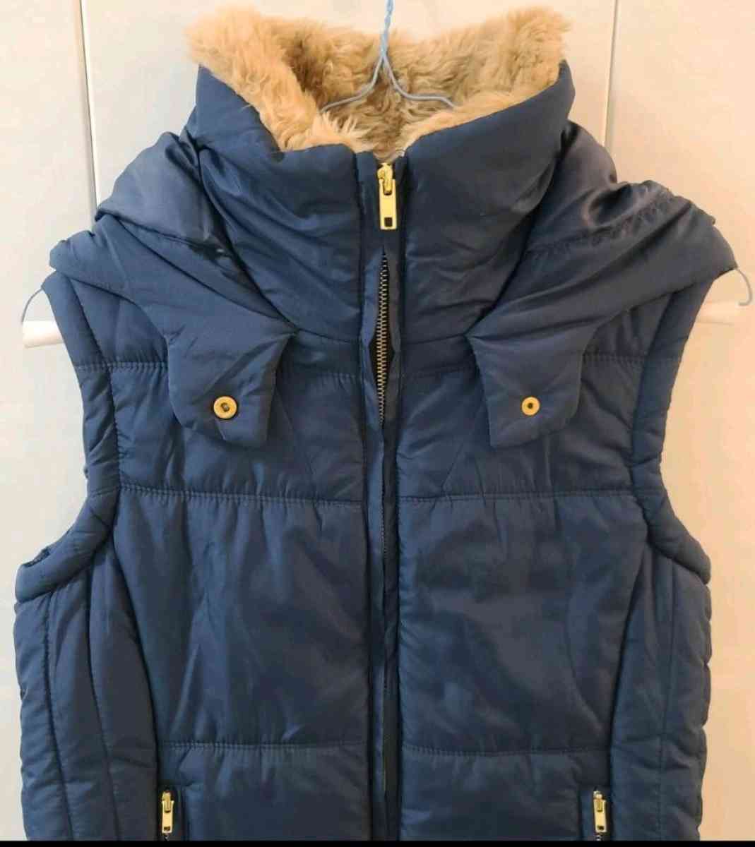 Love Tree Womens Large Blue Puffer Faux Fur Collar Jacket Ho - Morrisville, North Carolina - FleaMarketBay