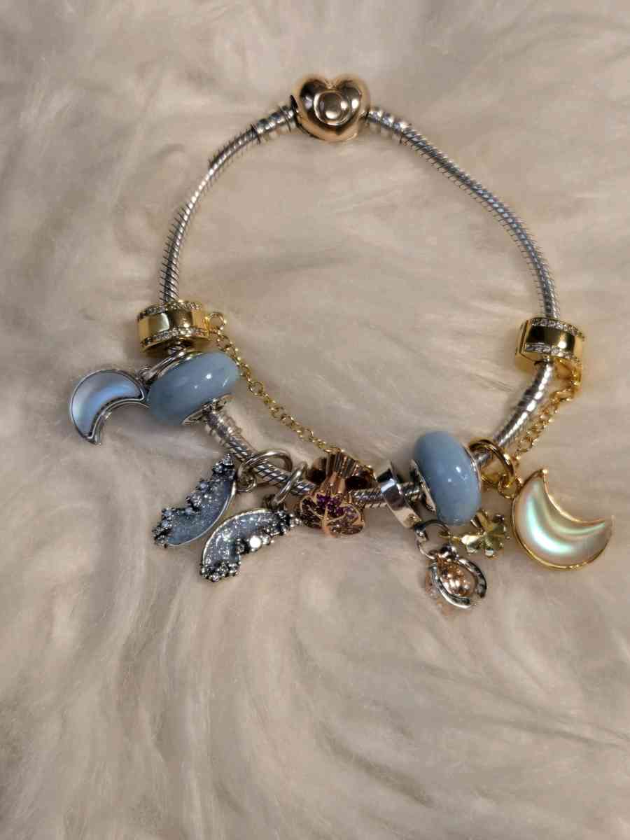 Crescent Moon Double Dangle Charm for Pandora bracelet - Austin, Texas - FleaMarketBay