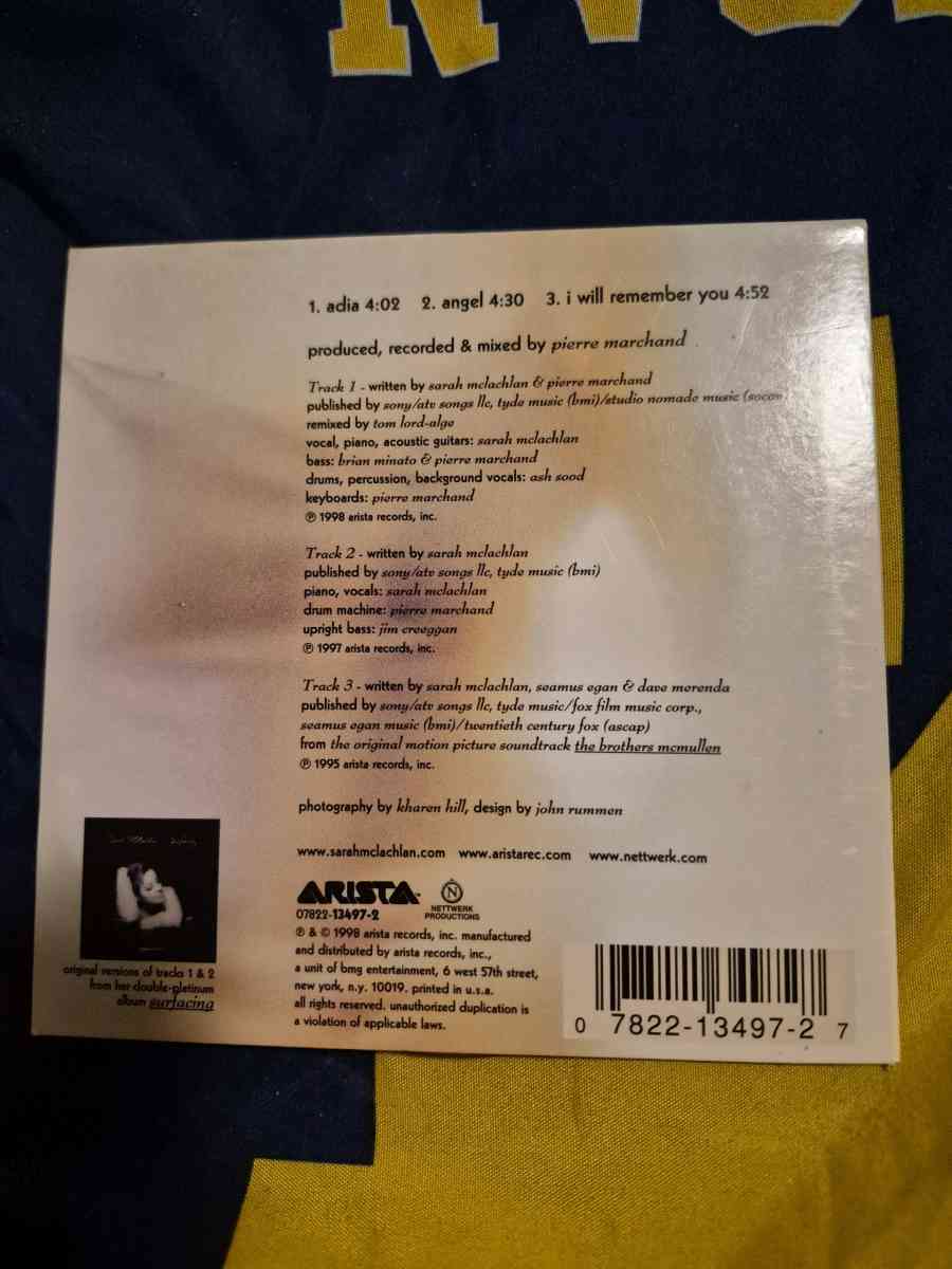 USED LIKE NEW Sarah McLachlan ADIA CD single - New Baltimore, Michigan - FleaMarketBay