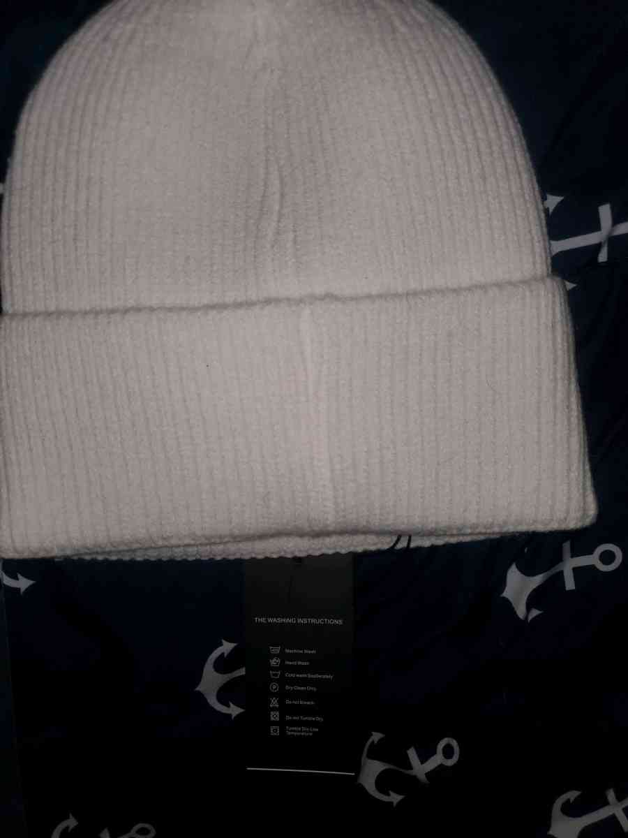 CHANEL White Beanie With Gold Emblems - Chester Gap, Virginia - FleaMarketBay