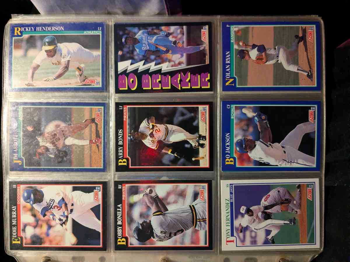 Sheet of 9 most valuable cards in set  Bo Jackson Breaker - Spring Hill, Florida