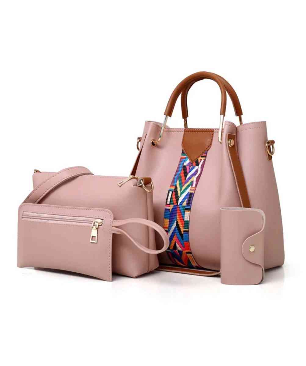 Pink leather handbag set with wallet and card holder luxuryb - Worcester, Massachusetts