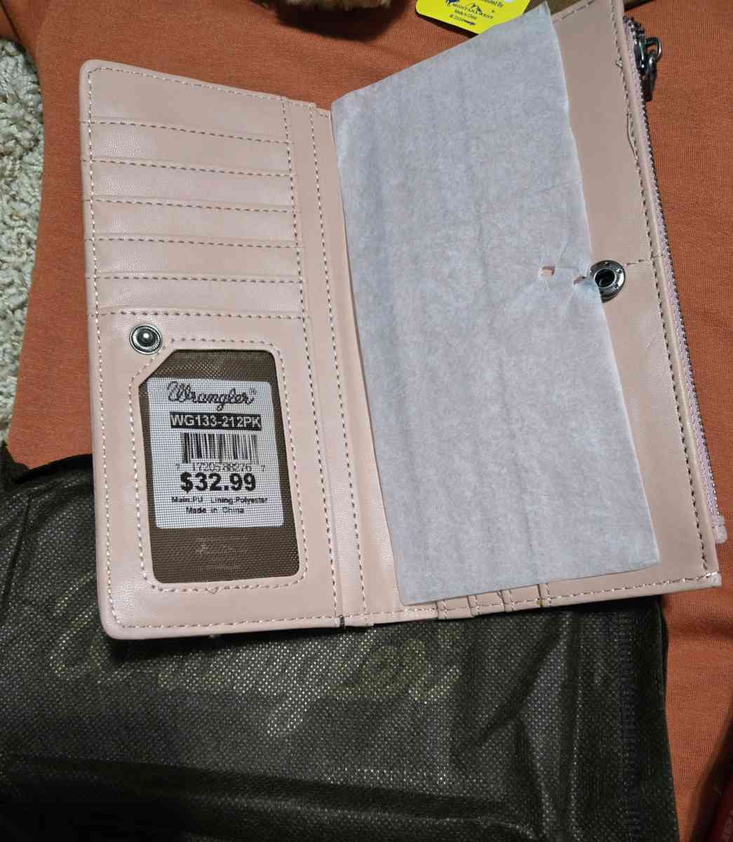 Wrangler Cow Print BiFold Wallet in Pink Cow print - Moran, Kansas - FleaMarketBay