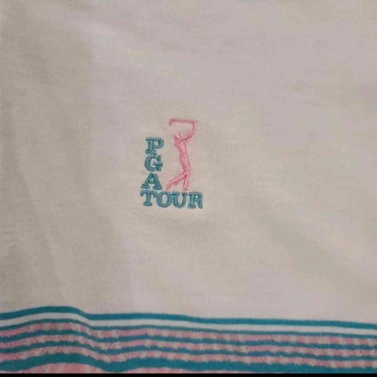 Vintage 80s PGA Tour Ram Golf Mens Striped 3 Button Polo Siz - Morrisville, North Carolina - FleaMarketBay