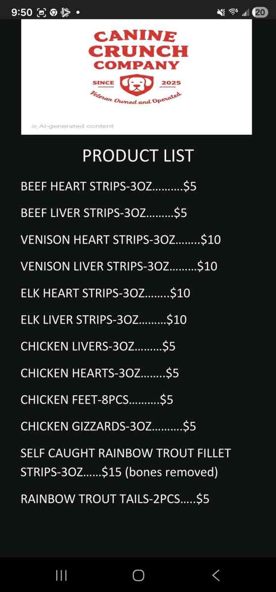 High quality freezedried dog treats - Roseville, California - FleaMarketBay