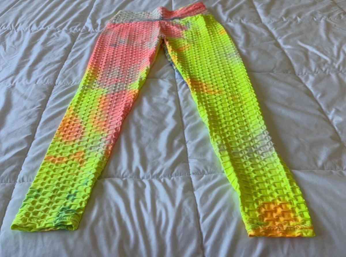 Neon TieDye Textured Leggings  Neon Green Tank Top Set  Fest - Los Angeles, California - FleaMarketBay