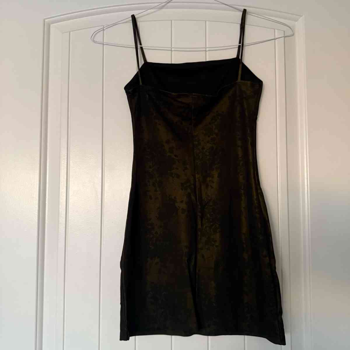 Vintage Y2K Charlotte Russe Olive  Black Satin Floral Slip D - Los Angeles, California - FleaMarketBay