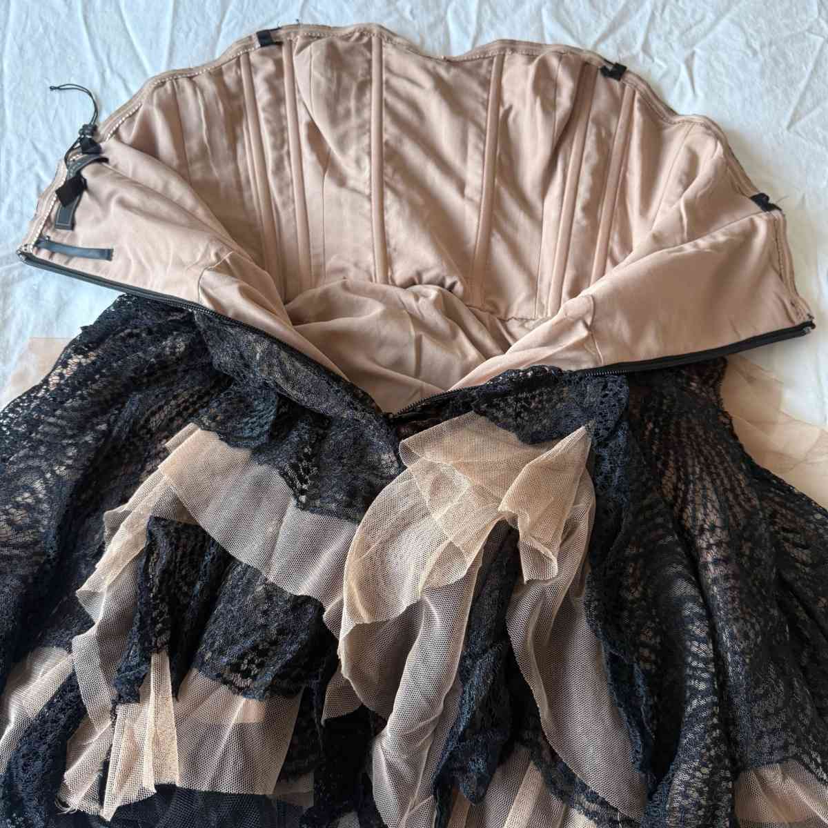 BCBGMAXAZRIA Black Lace Corset Mini Dress  Strapless Cocktai - Los Angeles, California - FleaMarketBay