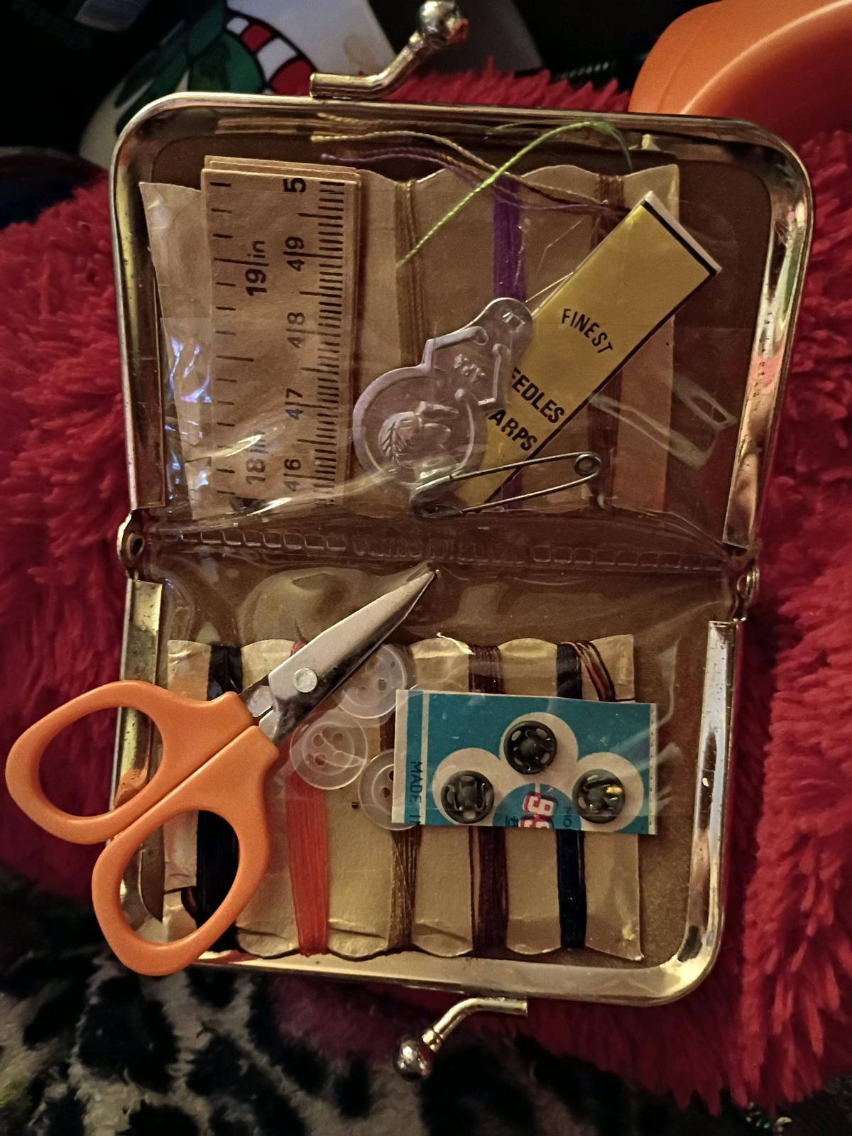 vintage brown leather sewing kit - Liberty, Missouri