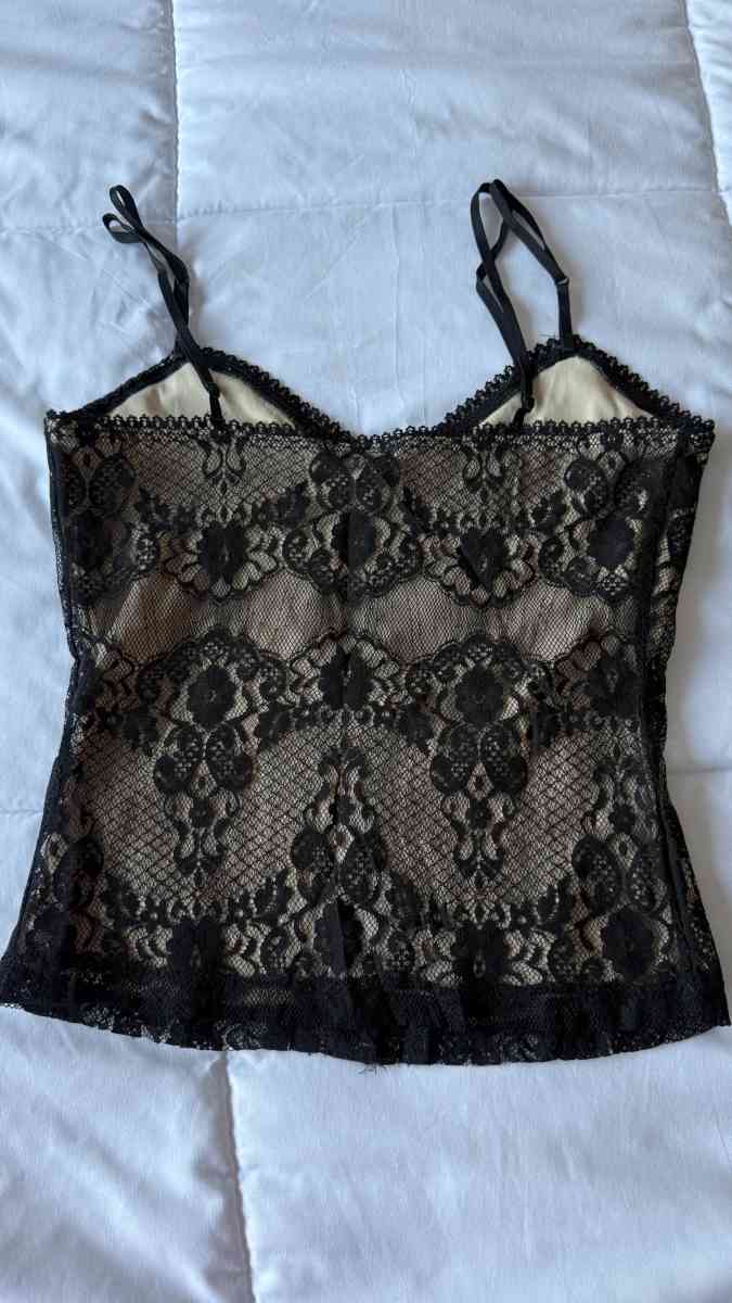 Black Lace BustierStyle Lingerie Top  Nude Lined Camisole wi - Los Angeles, California - FleaMarketBay