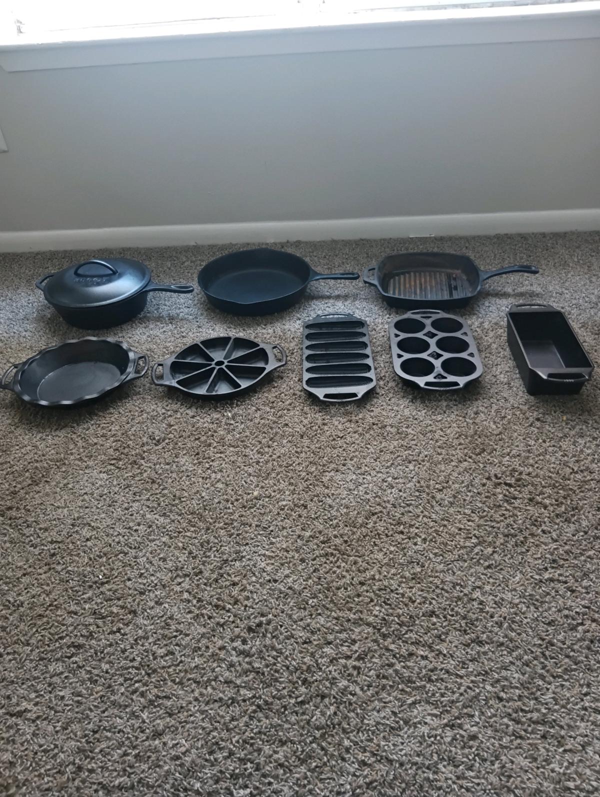 6 piece cast iron lodge brand set  2 cast iron skillets - Conroe, Texas - FleaMarketBay