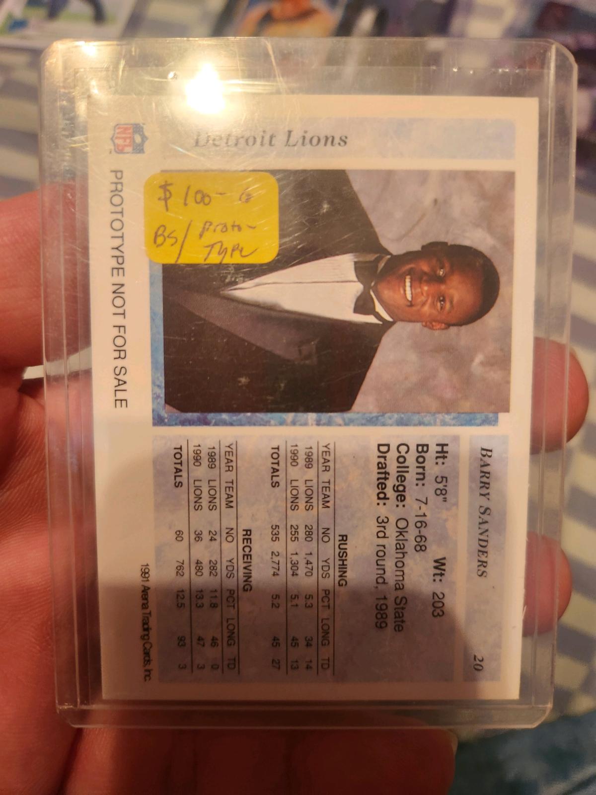 1991 Arena Trading Cards Barry Sanders - Joplin, Missouri - FleaMarketBay