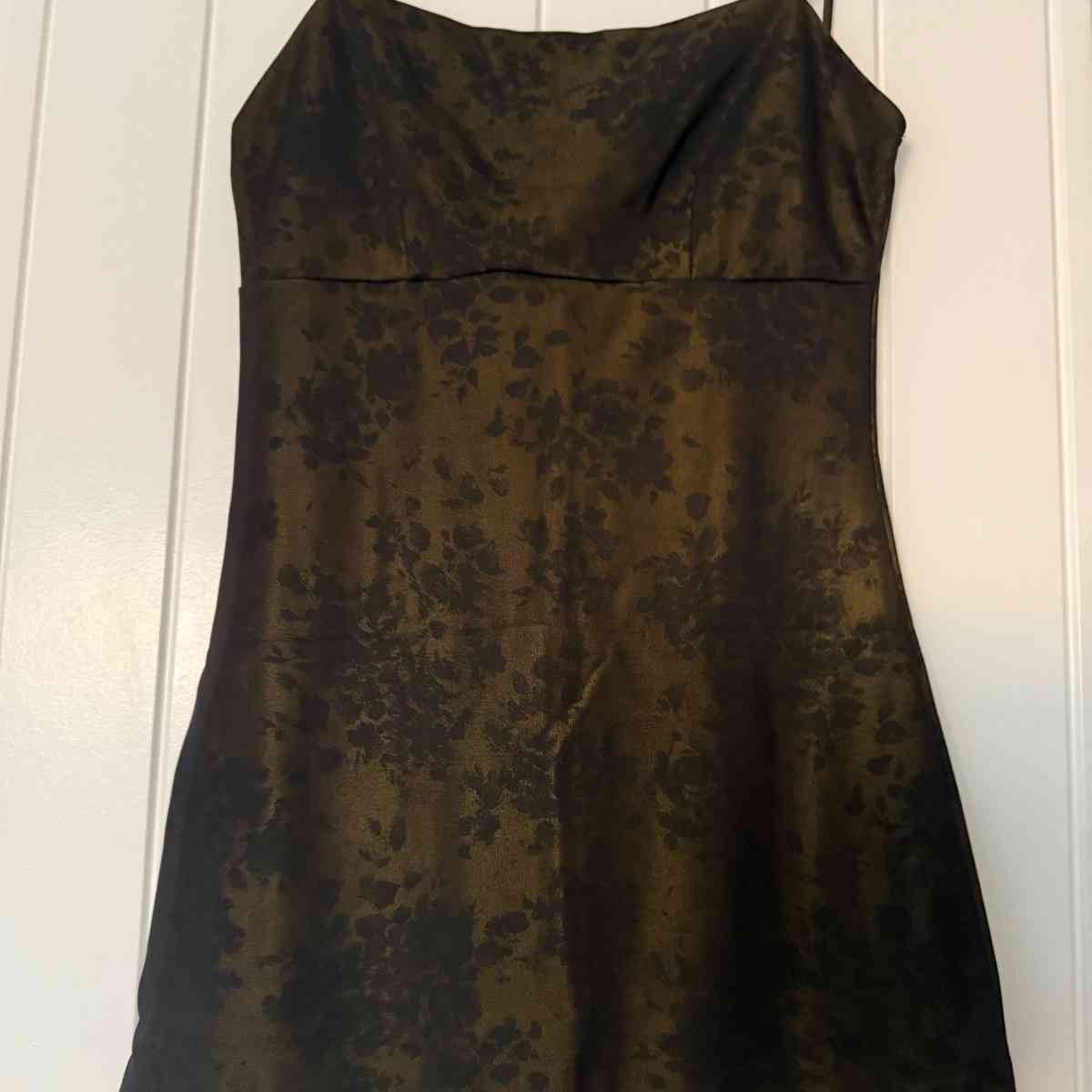 Vintage Y2K Charlotte Russe Olive  Black Satin Floral Slip D - Los Angeles, California - FleaMarketBay