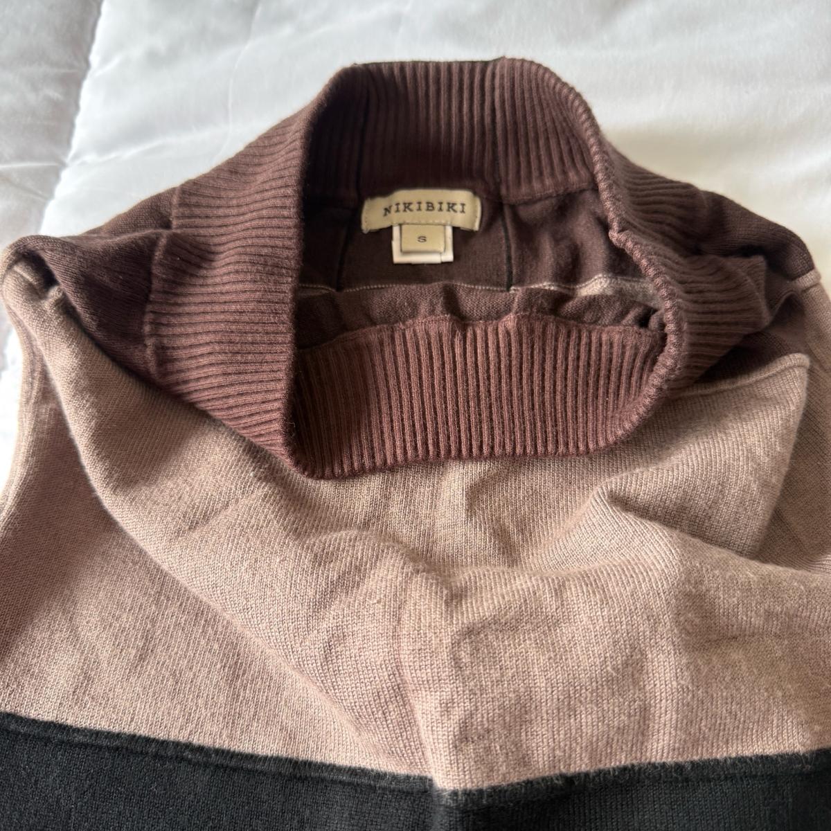 Nikibiki Colorblock Knit Midi Skirt  Brown Neutral Stripe St - Los Angeles, California - FleaMarketBay