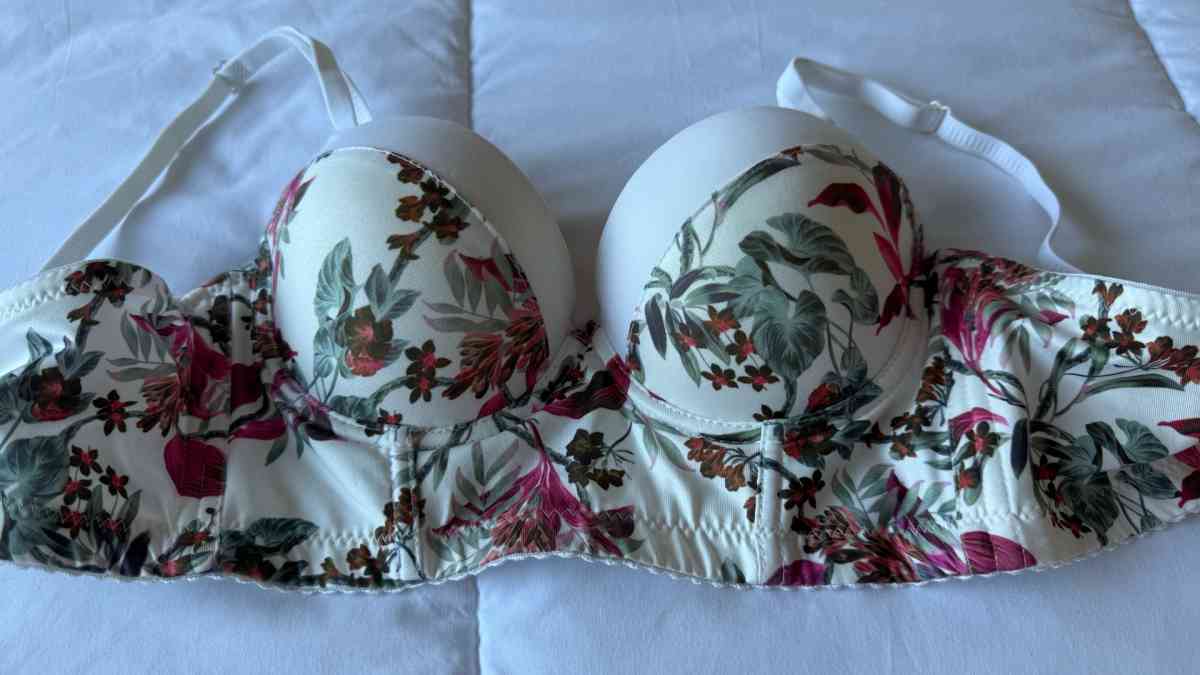 Brand New Floral Underwire Padded Bra  Ivory Cream Adjustabl - Los Angeles, California - FleaMarketBay