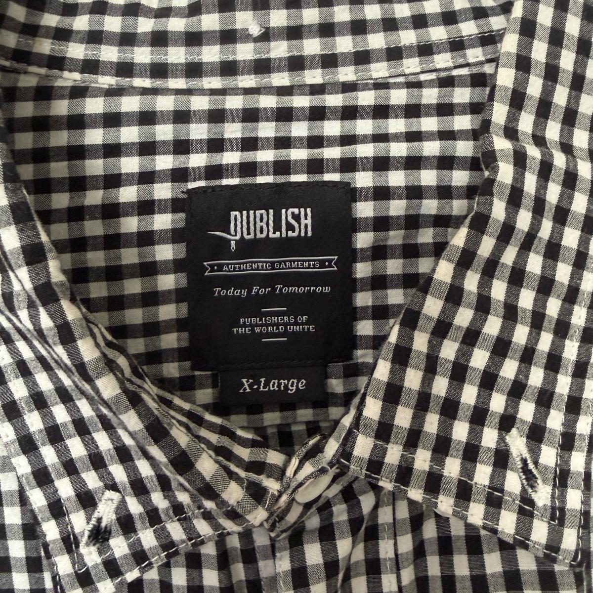 BRAND NEW XL Publish Black  White Gingham Shirt w Red Side P - Los Angeles, California - FleaMarketBay