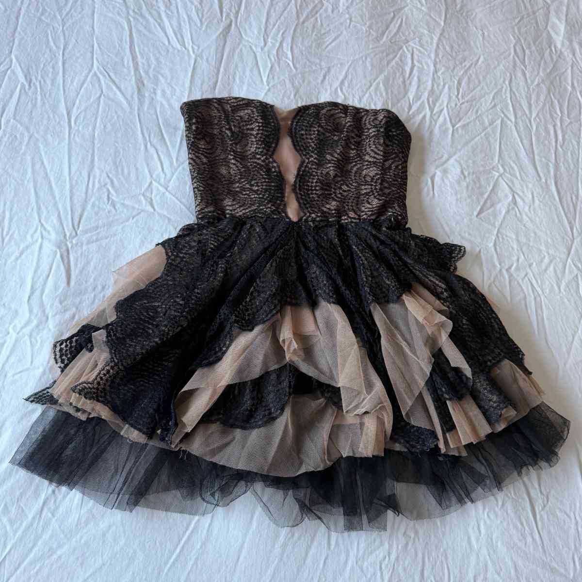 BCBGMAXAZRIA Black Lace Corset Mini Dress  Strapless Cocktai - Los Angeles, California - FleaMarketBay
