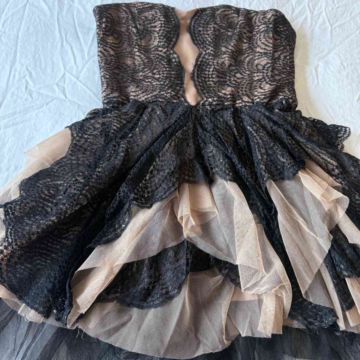 BCBGMAXAZRIA Black Lace Corset Mini Dress  Strapless Cocktai - Los Angeles, California - FleaMarketBay