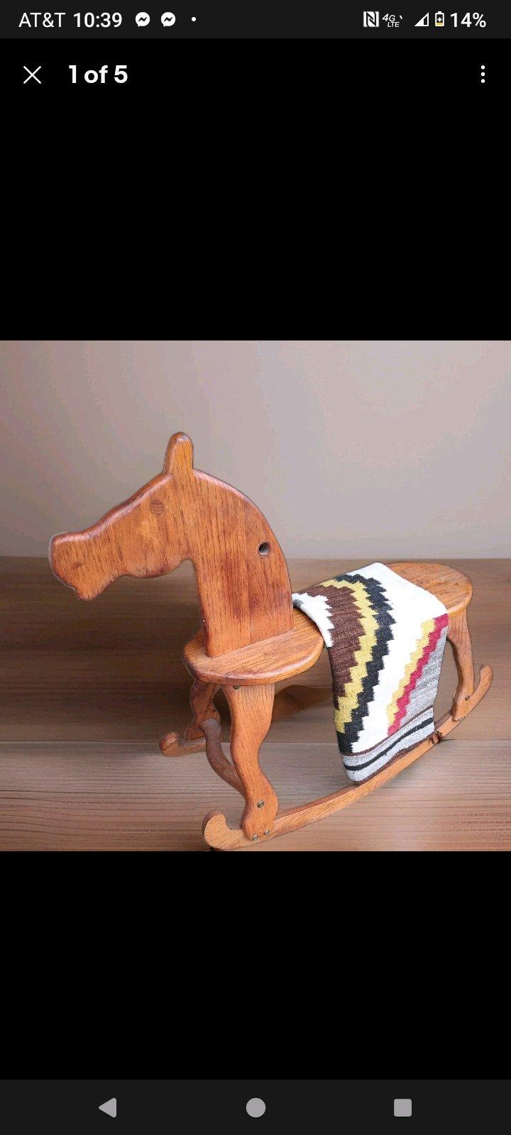 Vintage Wooden Oak Rocking Horse - Columbus, Mississippi - FleaMarketBay