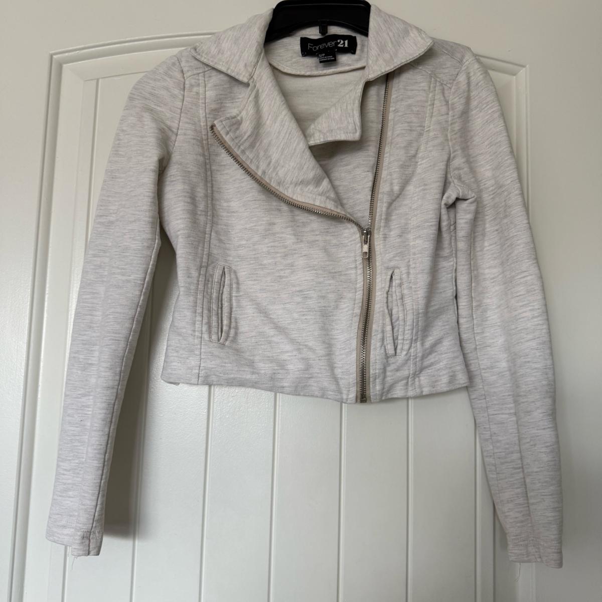 Forever 21 100 Cotton Light Heather Gray MotoStyle Zip Jacke - Los Angeles, California - FleaMarketBay