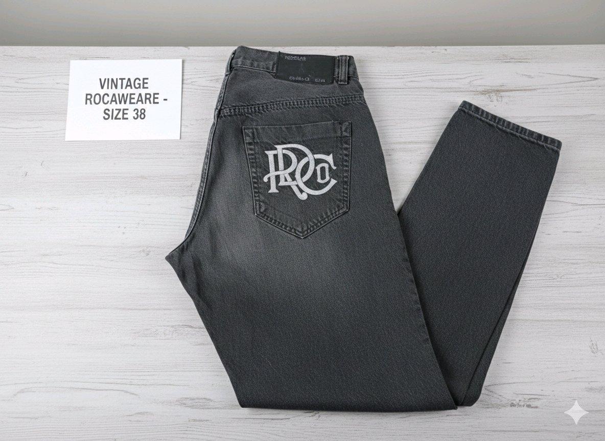 Vintage Rocawear Jeans Wide Leg Baggy Embroidered Pocket 38