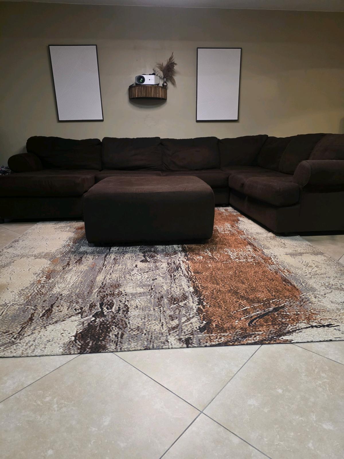 brown sectional sofa with ottman - Deerfield Beach, Florida - FleaMarketBay