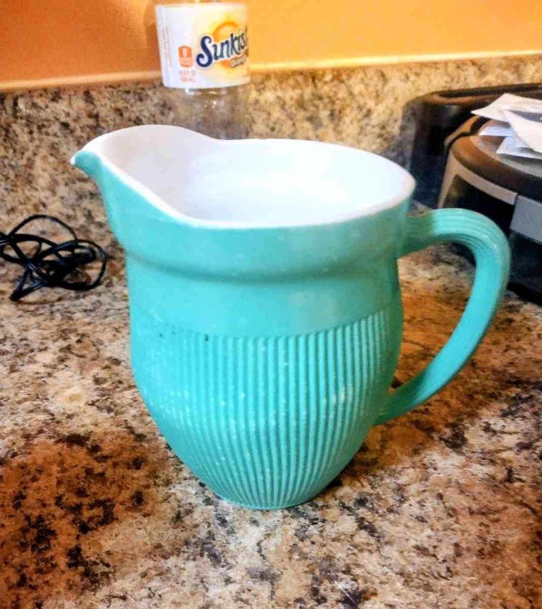 Vintage Hazel Atlas 5in Green Milk Glass - Corning, Arkansas