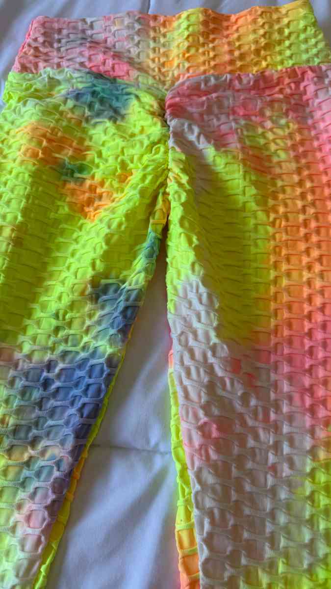 Neon TieDye Textured Leggings  Neon Green Tank Top Set  Fest - Los Angeles, California - FleaMarketBay