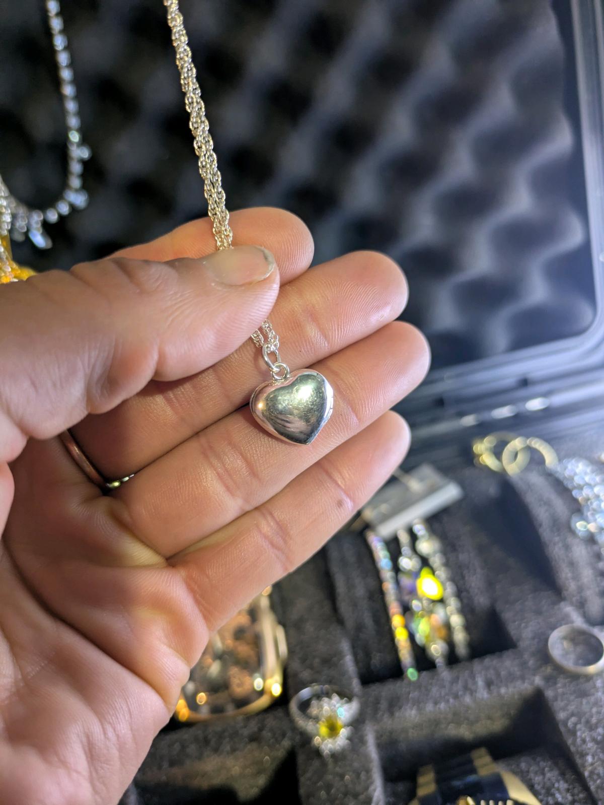 Silver Colored Heart Locket Necklace - Camas Valley, Oregon - FleaMarketBay