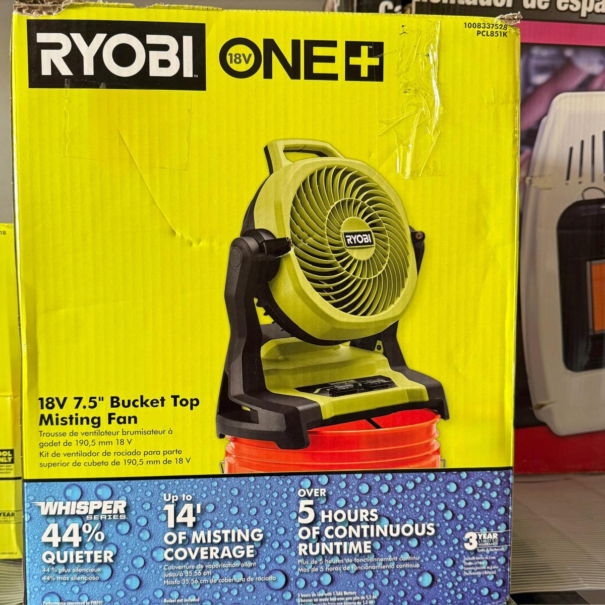 Ryobi 18v bucket top misting fan