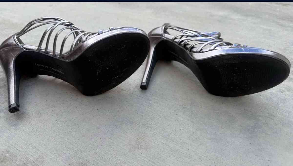 Chinese Laundry Metallic Strappy Stiletto Heels  Back Zip  W - Los Angeles, California - FleaMarketBay