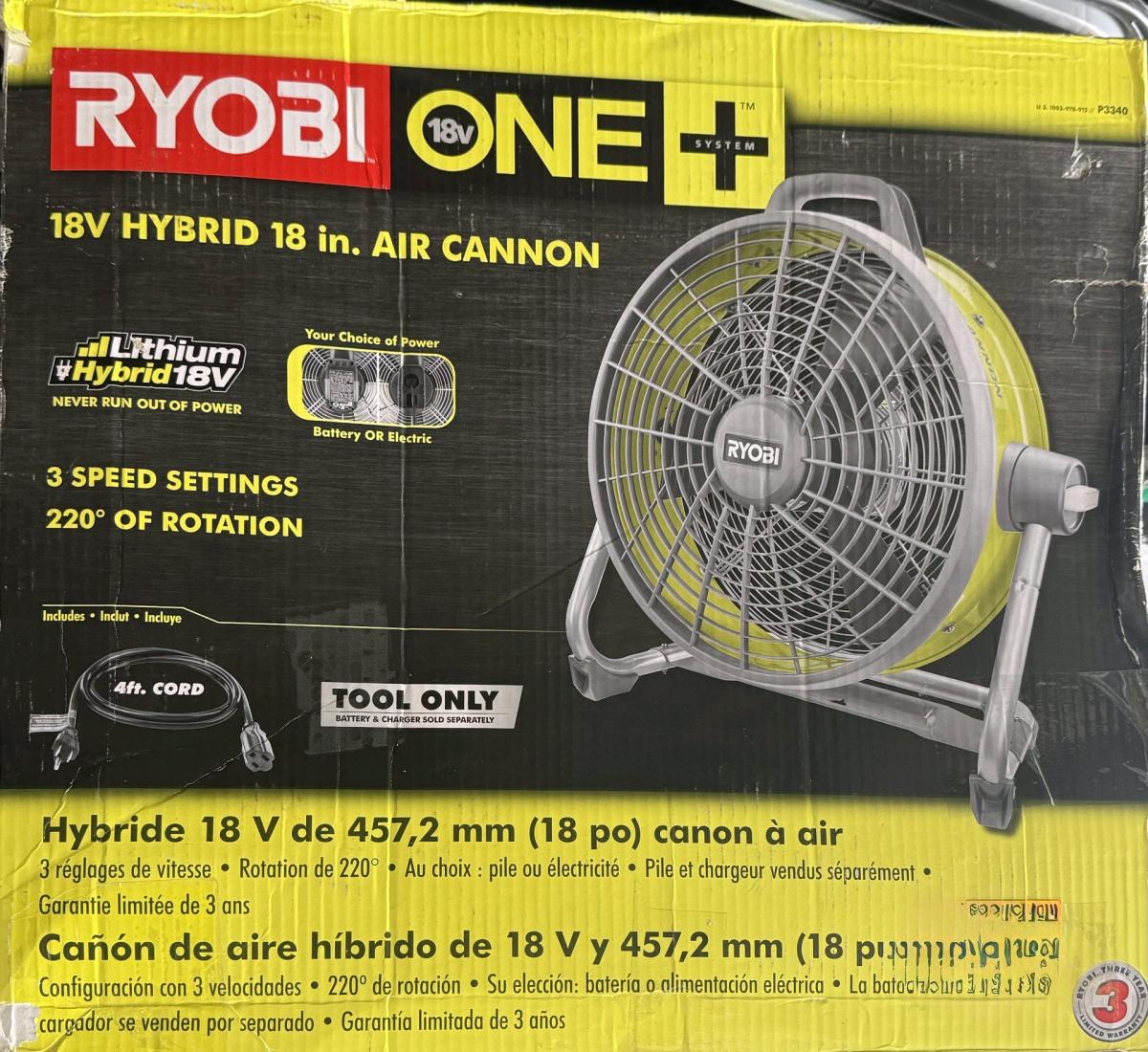 Ryobi 18v hybrid 18 inch air cannon - Canton, Georgia