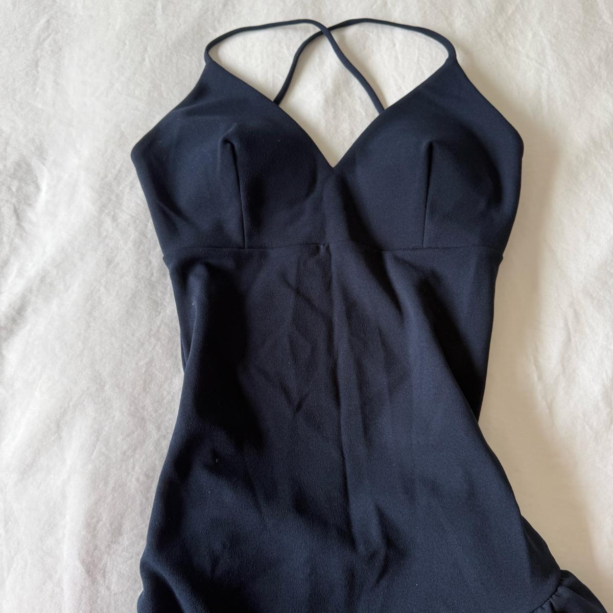 Midnight Navy Ruffle Hem Mini Dress  Crisscross Back with Bu - Los Angeles, California - FleaMarketBay