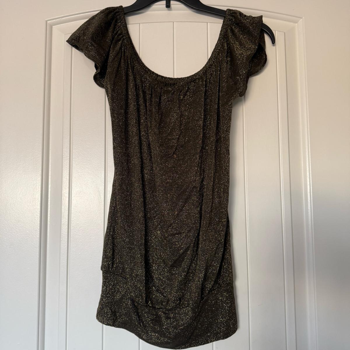 Size Small Gold Shimmer OffShoulder Tunic Top  Blouson Party - Los Angeles, California - FleaMarketBay
