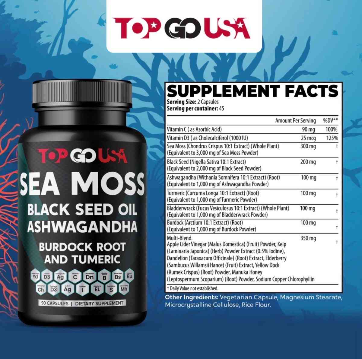 Sealed Sea Moss Complex Capsules with Black Seed Oil Ashwaga - Los Angeles, California - FleaMarketBay