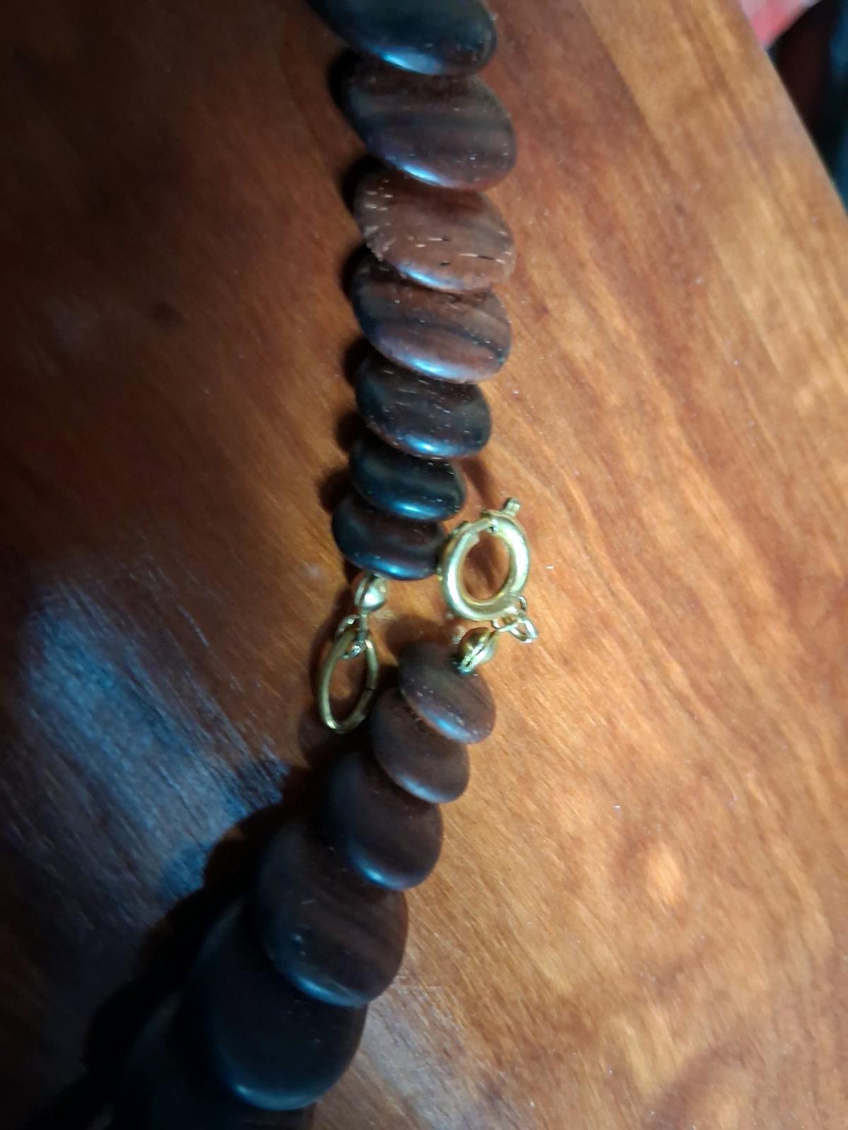 Vintage Overlapping Rosewood Disc Necklace and Earring Set - Pensacola, Florida - FleaMarketBay