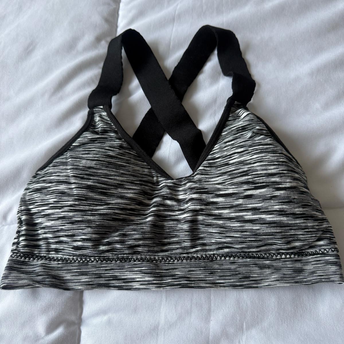 Strappy Crisscross Back Sports Bra  Black  Gray SpaceDye  Li - Los Angeles, California - FleaMarketBay