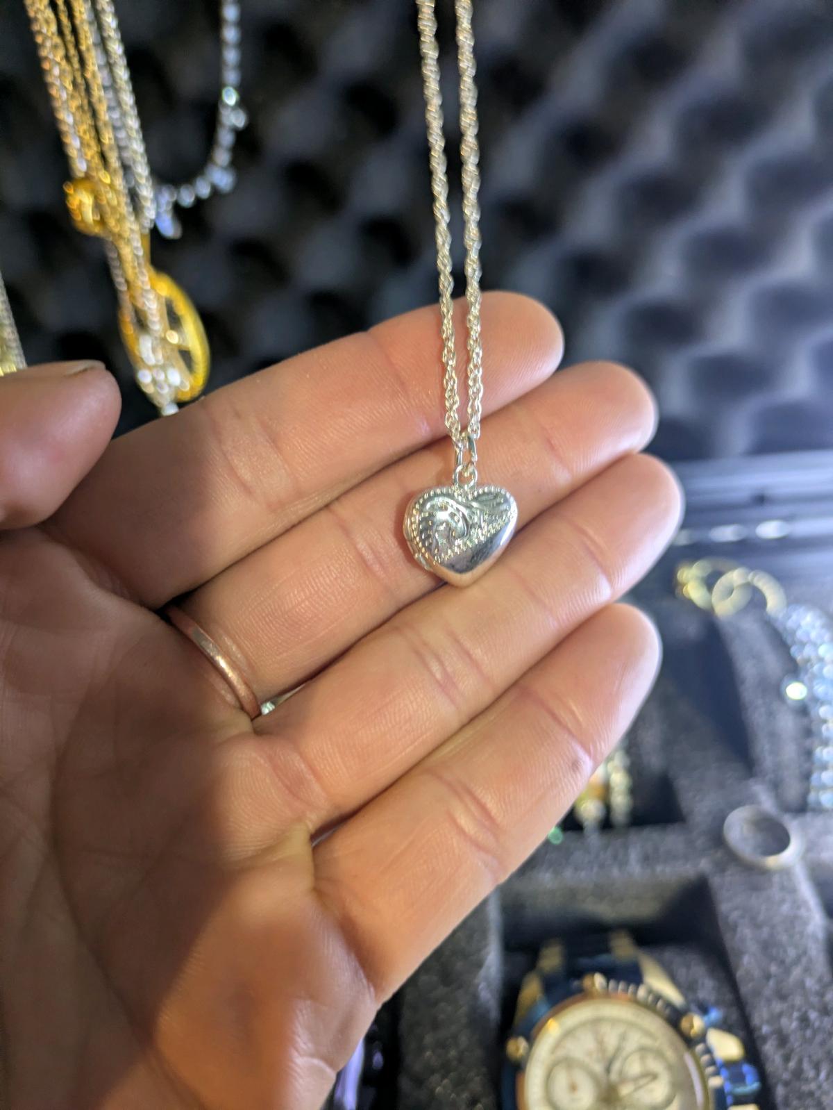 Silver Colored Heart Locket Necklace