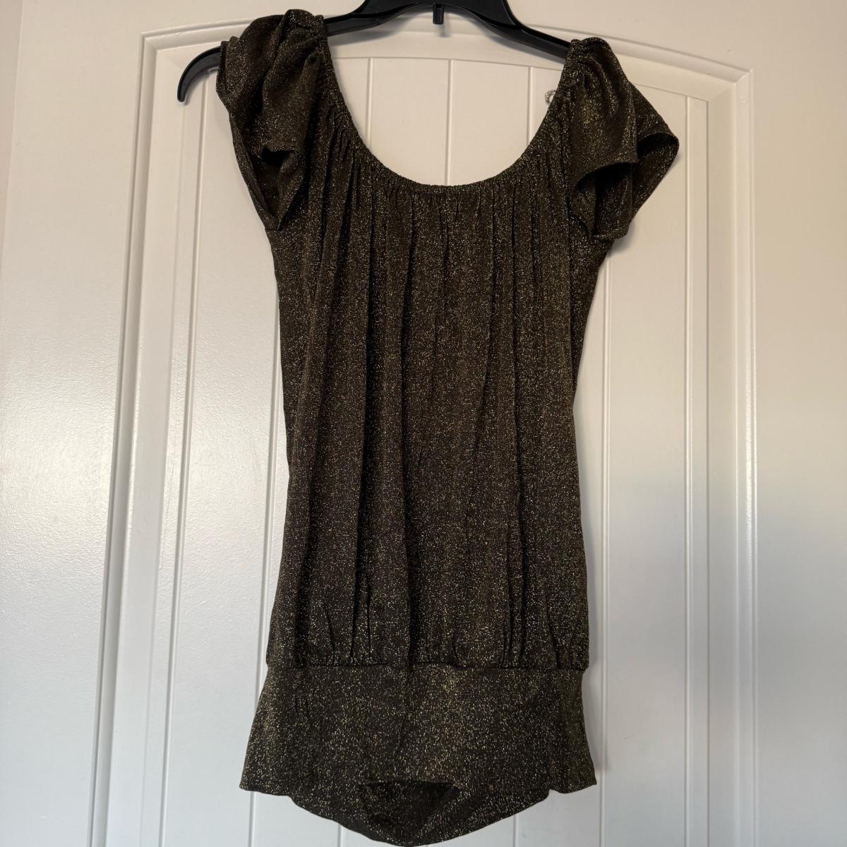Size Small Gold Shimmer OffShoulder Tunic Top  Blouson Party - Los Angeles, California - FleaMarketBay