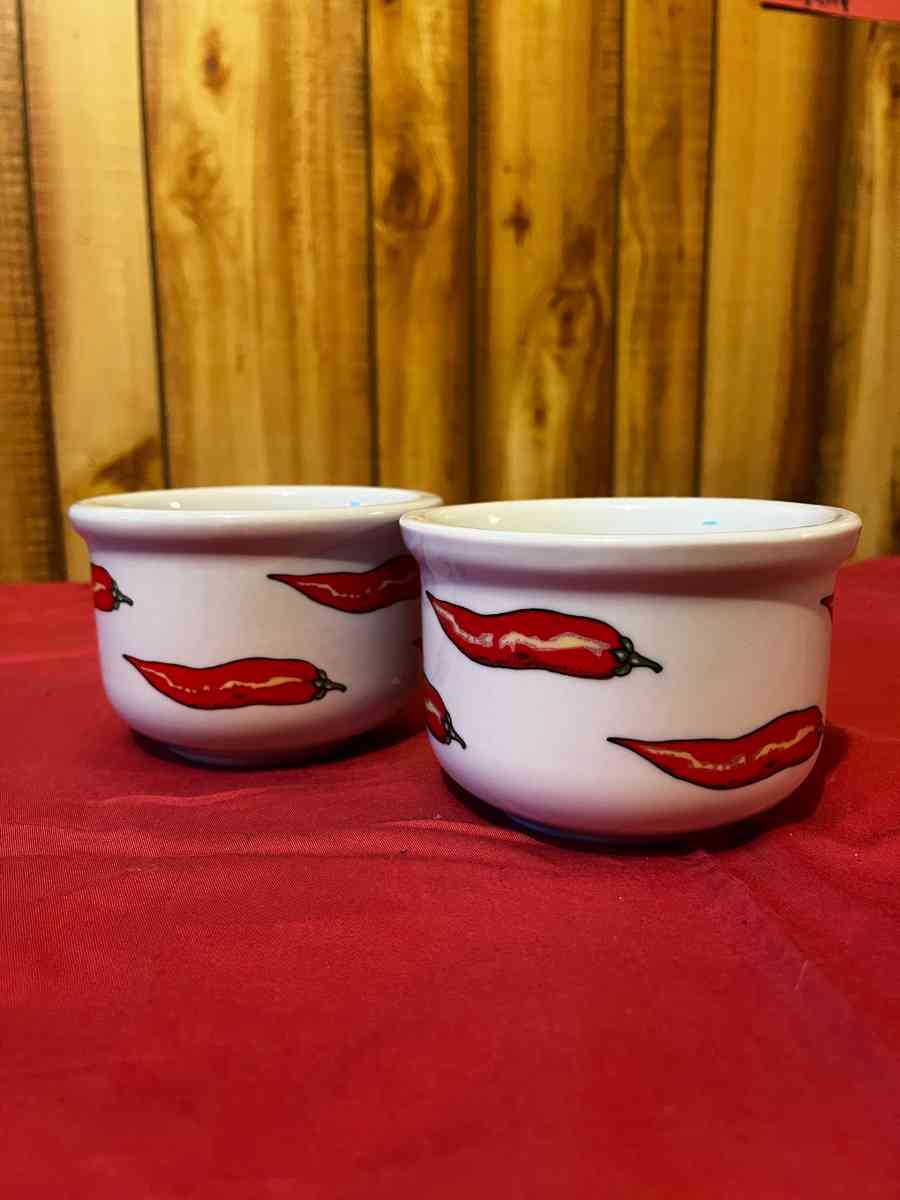 2 Piece Set of Brazilian Chili Pepper Ceramic Bowls - Rothschild, Wisconsin - FleaMarketBay